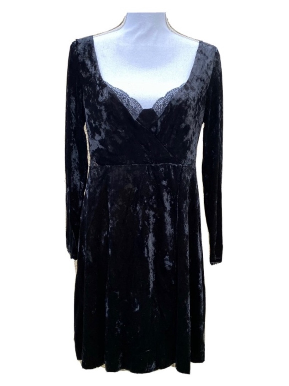 Free People Kat black velvet Mini Dress NWT